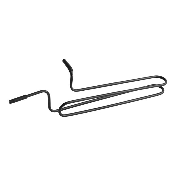 A black wire with black hooks on the ends.