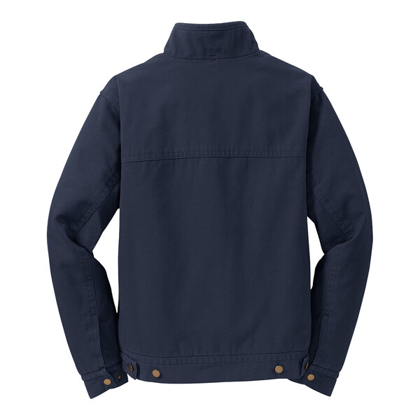 A CornerStone navy work jacket with flannel lining.
