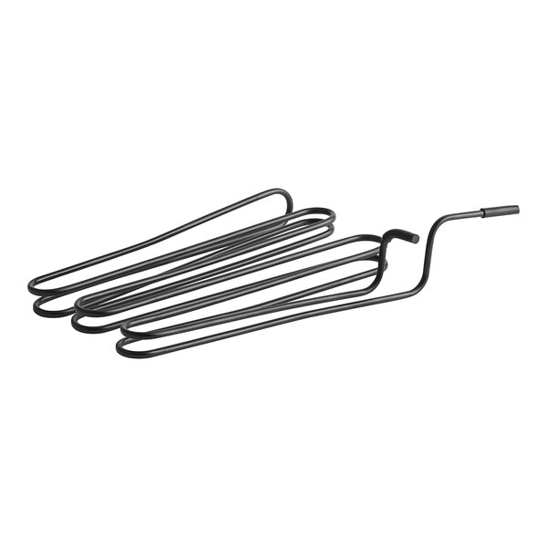 A close-up of the black coil and bent tip of an Avantco Condensate Heater.
