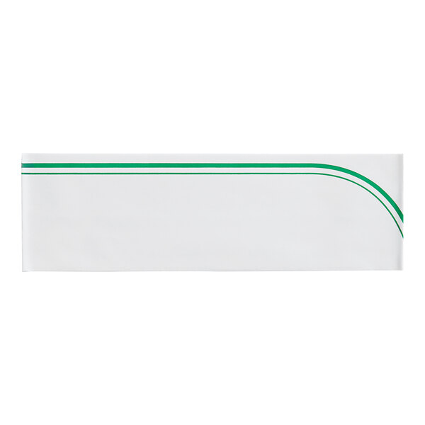 A white and green striped rectangular object.