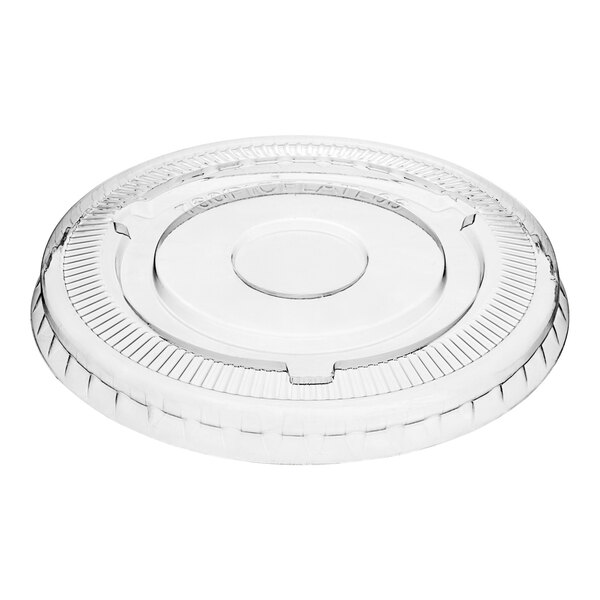 A clear plastic lid with a circular rim.