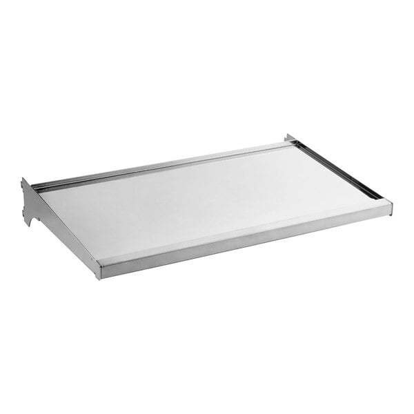 A stainless steel rectangular shelf assembly component with a silver border.