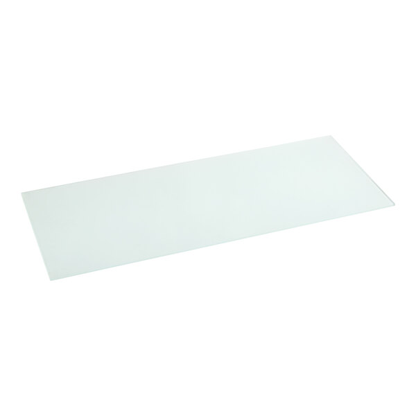 A white rectangular glass shelf for the upper section of an Avantco display case.