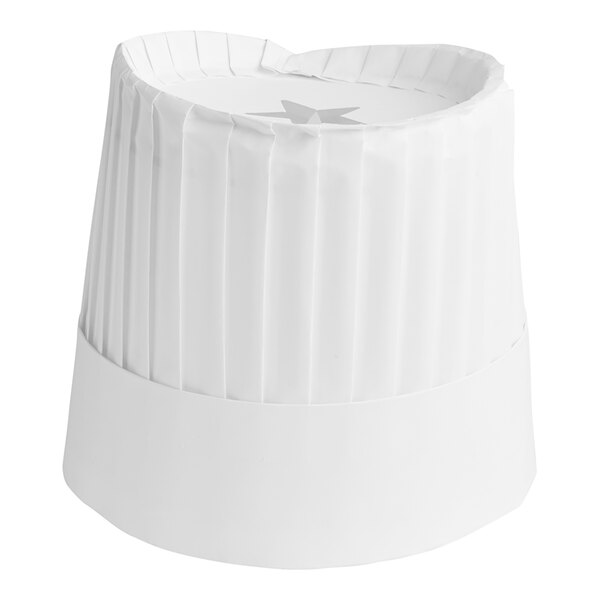 A white Choice pleated chef hat with a white band.
