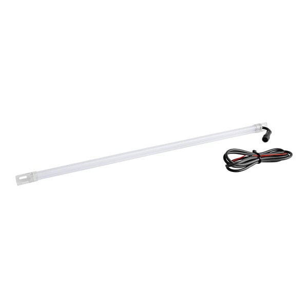 An Avantco LED light with a white tube and black wires.