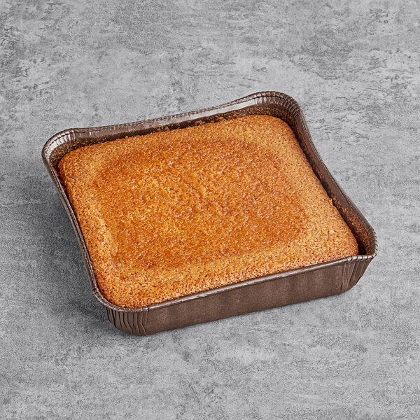 Abe's vegan cornbread in a aluminum tray.