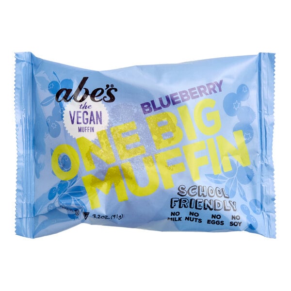 Abe's One Big Muffin Individually Wrapped Vegan Blueberry Muffin 3.2 oz. - 22/Case