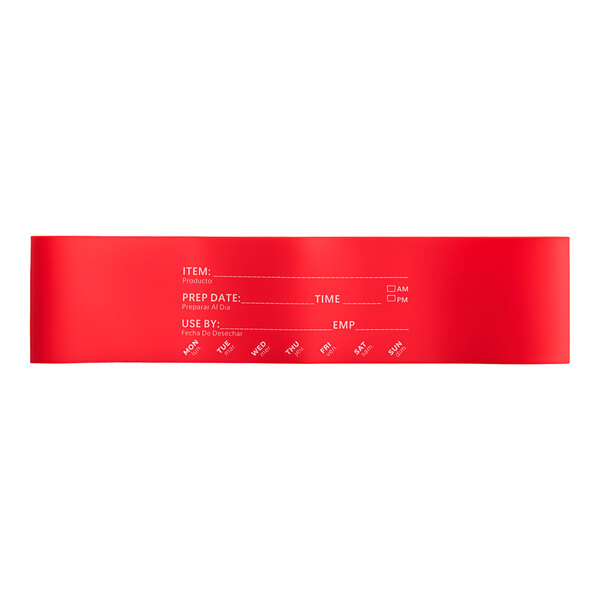 A red band with white text that says "Vigor" on a stainless steel food pan.