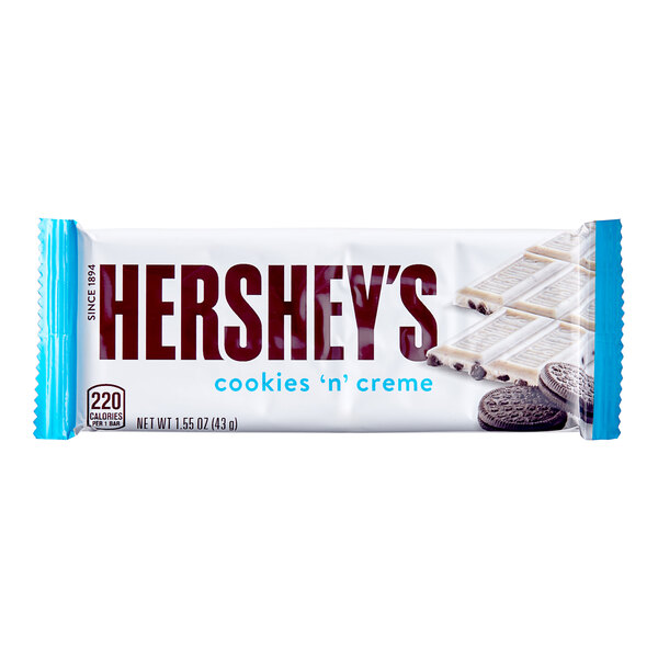 A package of 36 Hershey's Cookies n' Creme chocolate bars.