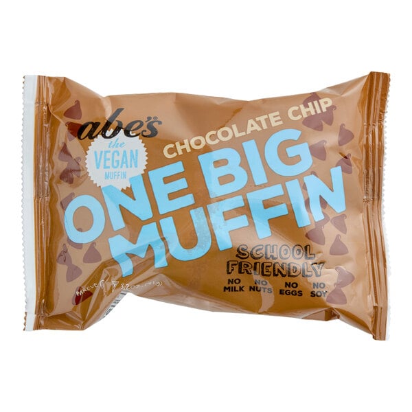 Abe's One Big Muffin Individually Wrapped Vegan Chocolate Chip Muffin 3.2 oz. - 22/Case