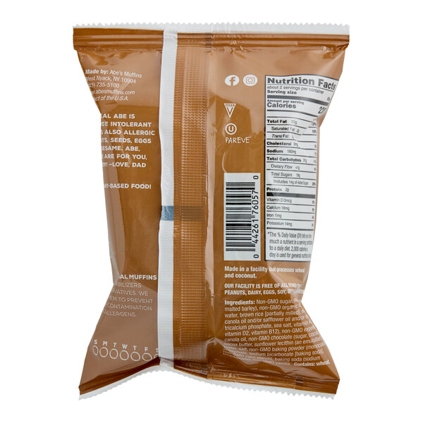 Abe's One Big Muffin Individually Wrapped Vegan Chocolate Chip Muffin 3.2 oz. - 22/Case