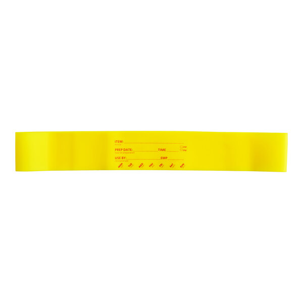A yellow band with red text.