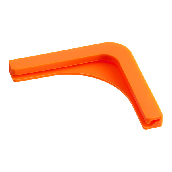 An orange plastic label with an orange plastic handle.