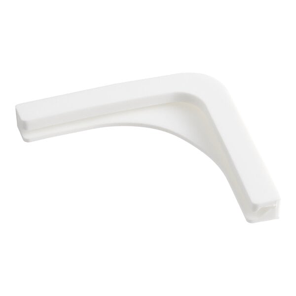 A white plastic corner label with a white background.