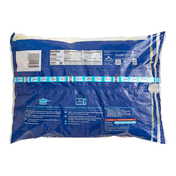 A blue bag of Birds Eye Normandy Blend Mixed Vegetables with white and blue text.