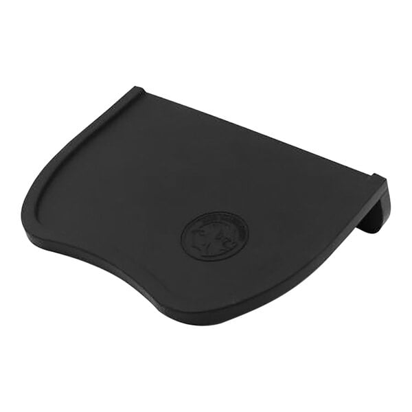 A black rectangular silicone Rhino Coffee Gear tamper mat with a logo on it.