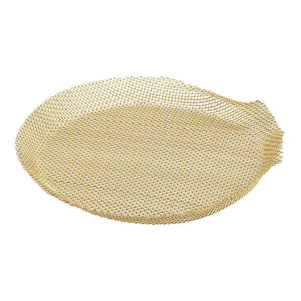 A Behrens galvanized steel funnel with a brass mesh screen.