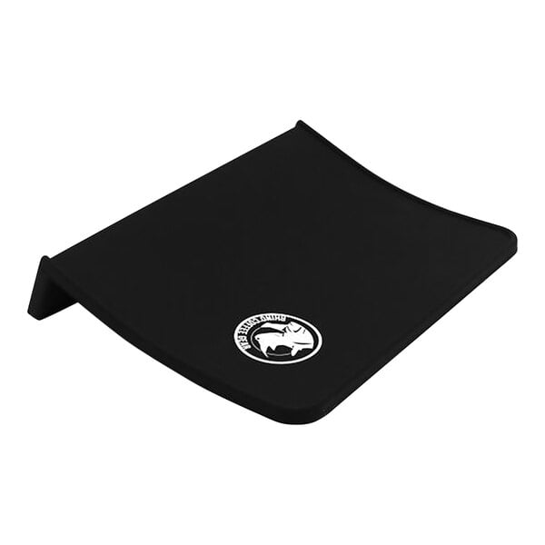 A black rectangular Rhino Coffee Gear silicone tamper mat with a logo on it.