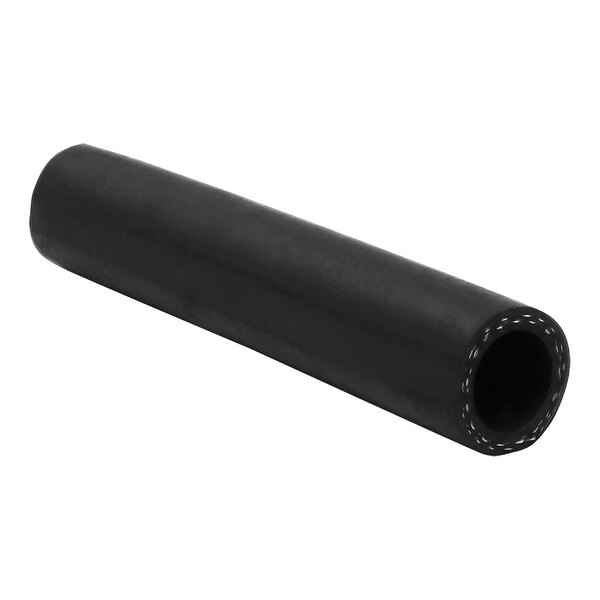 A black rubber rod cover with white stitching.