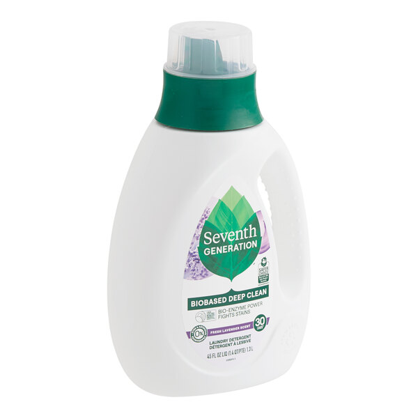 A 45 oz. bottle of Seventh Generation lavender-scented liquid laundry detergent.