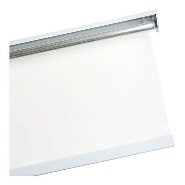 A white metal night curtain for an Avantco air curtain merchandiser.