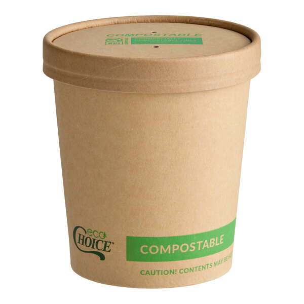 EcoChoice 16 oz. Kraft Paper Food Cup with Vented Lid - 250/Case