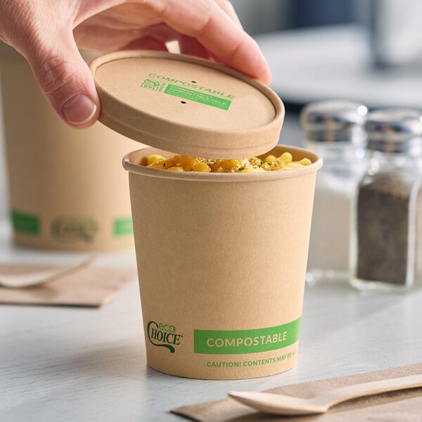 EcoChoice 16 oz. Kraft Paper Food Cup with Vented Lid - 250/Case