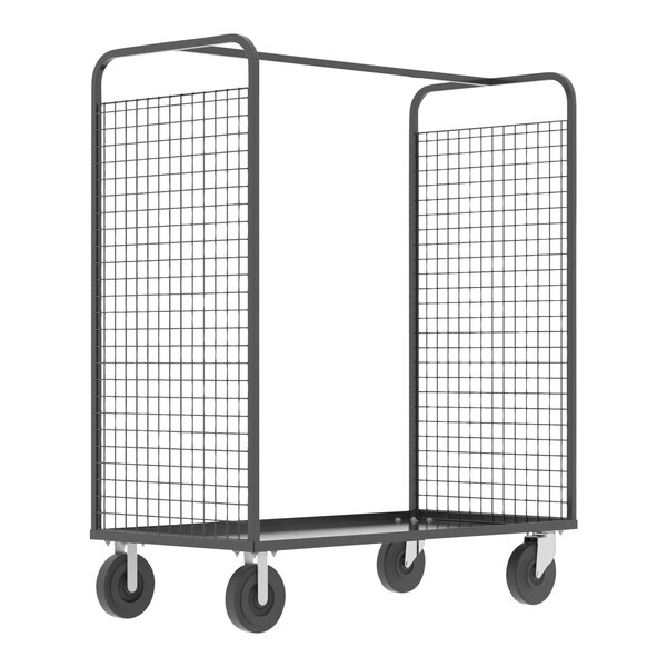 A gray metal Valley Craft stock picking cage cart with wheels.