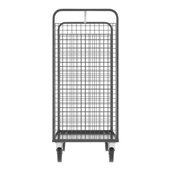 A gray Valley Craft stock picking cage cart with wire mesh sides and a handle.