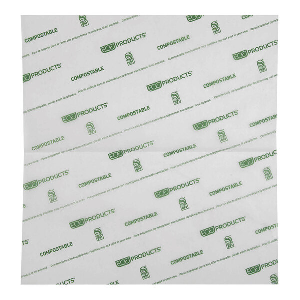 White interfolded Eco-Products deli wrap paper with green "eco-friendly" text.