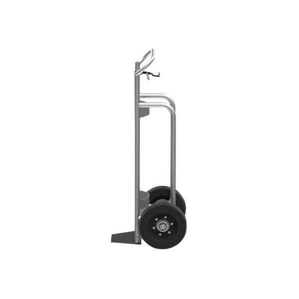 A Valley Craft single cylinder aluminum hand truck with wheels and a handle.