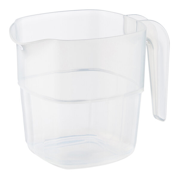 An Araven clear plastic pitcher with a handle.