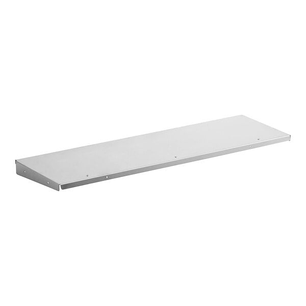 A white rectangular Avantco metal shelf with holes.