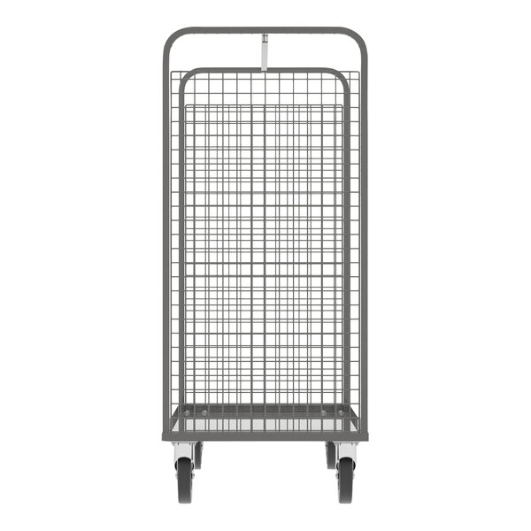 A gray Valley Craft stock picking cage cart with wheels and 2 shelves.