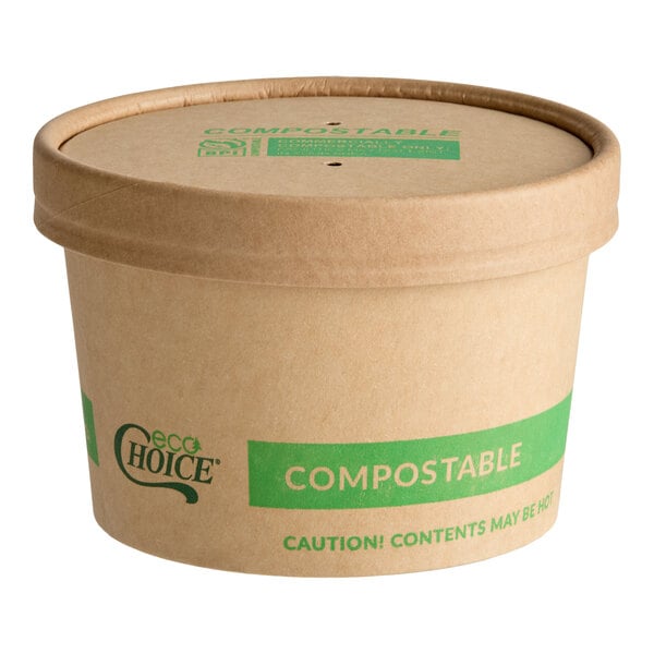 EcoChoice 8 oz. Kraft Paper Food Cup with Vented Lid - 250/Case