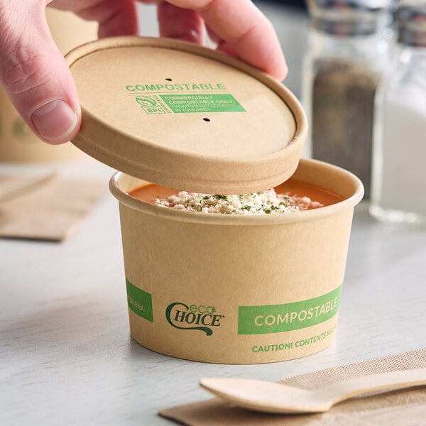 EcoChoice 8 oz. Kraft Paper Food Cup with Vented Lid - 250/Case