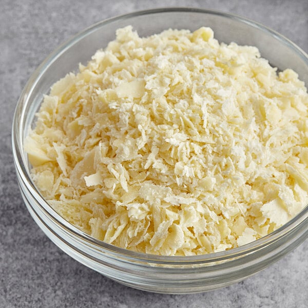 A bowl of Guittard Cocoa Butter.