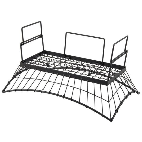 a black wire basket with two handles