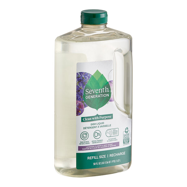 A 50 oz. bottle of Seventh Generation Lavender Flower and Mint Dish Liquid.
