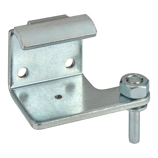 A metal bracket with a nut and bolt.