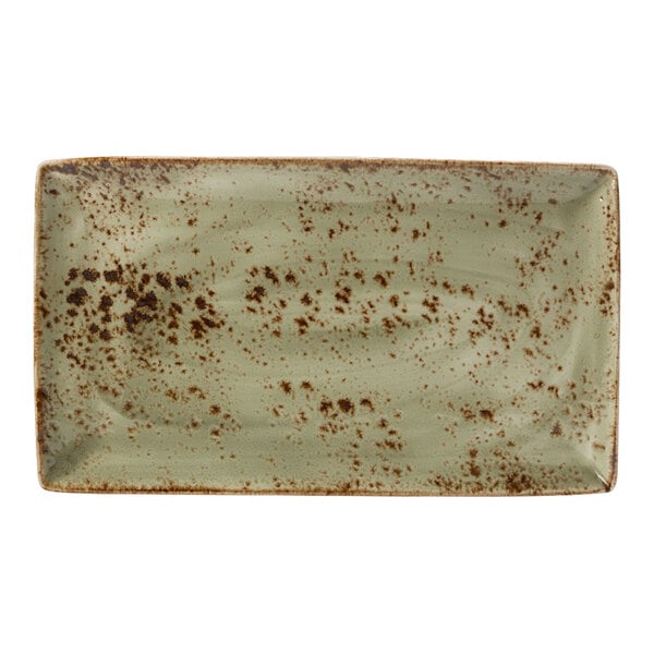 A rectangular Steelite Performance Craft tray with brown speckled spots.