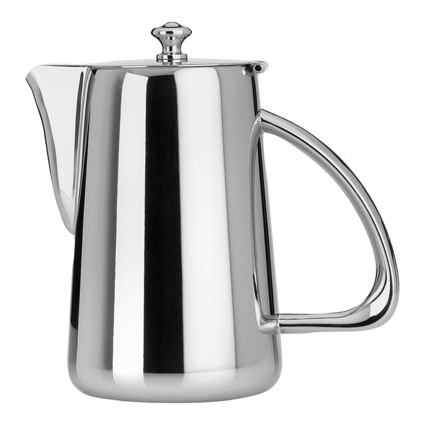 A silver stainless steel WNK coffee pot with a handle.