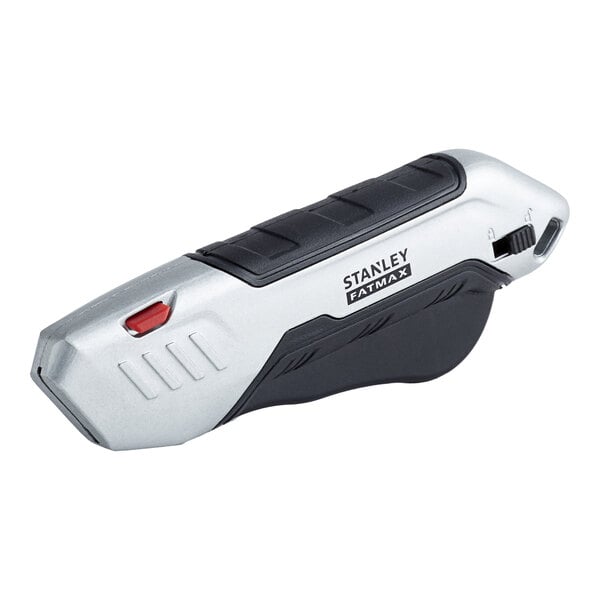 A Stanley FATMAX black and silver squeeze-trigger utility knife.