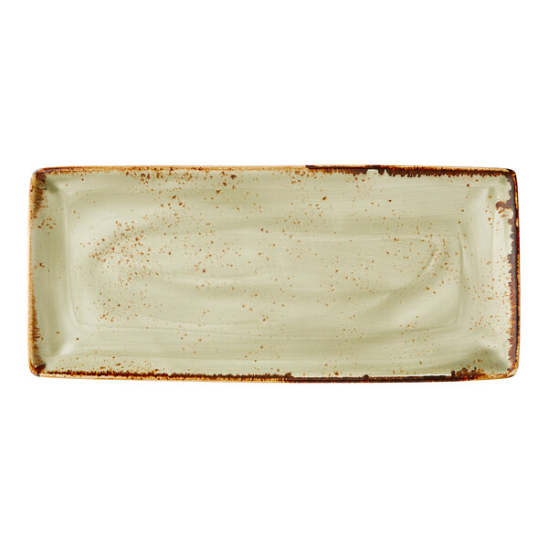 Steelite Performance Craft 14 1/2" x 6 1/2" Green Rectangular Tray - 6/Case