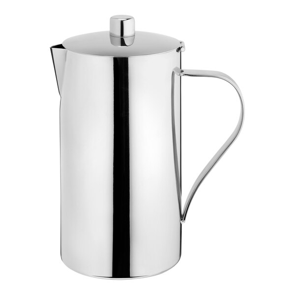 A silver stainless steel WNK coffee pot with a handle.