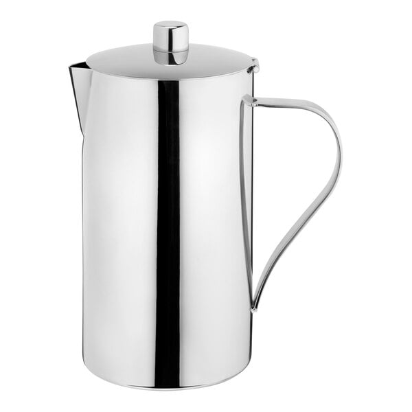 A silver stainless steel WNK coffee pot with a handle.