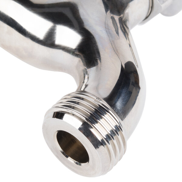 A T&S chrome plated wall-mount hose bib faucet with four arm handles.