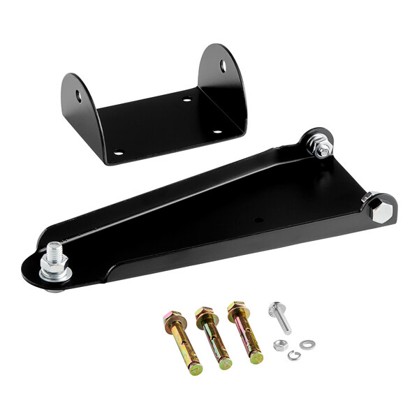 A black metal Boltic bracket with screws and bolts.