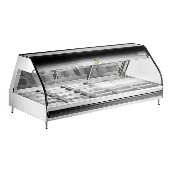 An Alto-Shaam stainless steel countertop heated display case with a glass door.