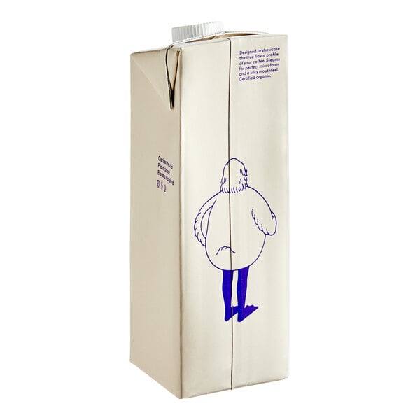 A white box of Minor Figures Barista Organic Oat Milk with a drawing of a man on it.